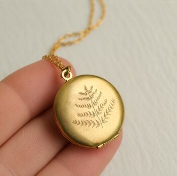 Engraved Fern Locket Necklace, 5 of 10