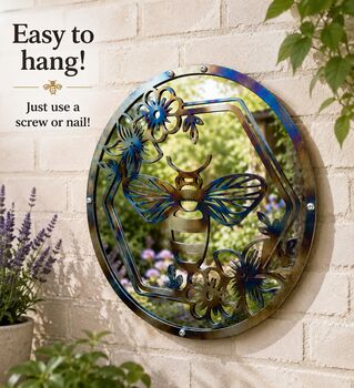 Metal Mirror Garden Wall Art Bee Sun Catcher Outdoor Plaque Gift, 5 of 5
