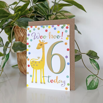 Giraffe 6th Birthday Card, 2 of 3
