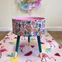 Pink And Green Floral Round Wooden Bedside Table, thumbnail 1 of 8