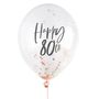Rose Gold 'Happy 80th' Confetti Balloons, thumbnail 2 of 2
