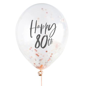 Rose Gold 'Happy 80th' Confetti Balloons, 2 of 2