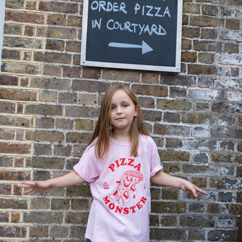 Pizza Monster Girls' Slogan T Shirt, 2 of 4