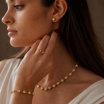 Gold Tennis Necklace Choker Necklace In 16k Gold Plated Irregular Cz Station Necklace,Anniversary Birthday Jewellery Gift, 2 of 7