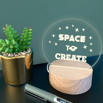 Engraved 'Space To Create' Mini Office Desk Lamp, 4 of 7
