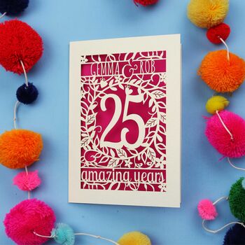 Silver Wedding Anniversary Card 25 Amazing Years, 9 of 11