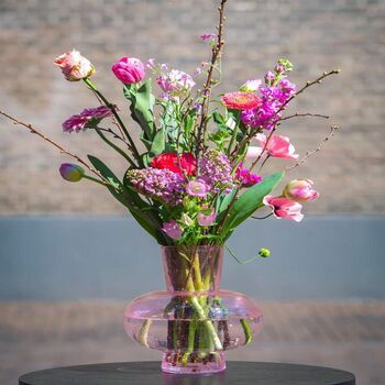 Glass Posy Vase Modest Fruity Colours Apricot And Peach, 5 of 8