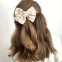 Taupe Gingham Hair Bow, thumbnail 2 of 4