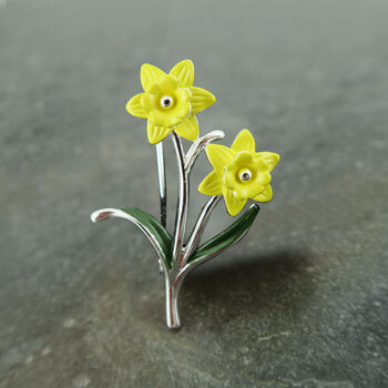 Yellow Daffodil March Birth Flower Delicate Brooch, 2 of 3