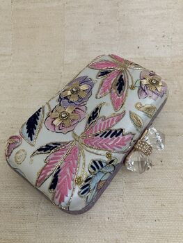 Multicoloured Handcrafted Clutch Bow Clasp Bag, 3 of 6