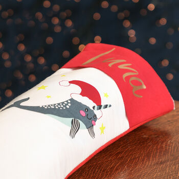 Personalised Novelty Narwhal Christmas Stocking, 6 of 7