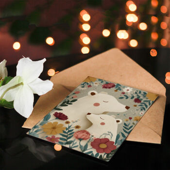 Soft Floral Theme Bears And Flowers Happy Mother's Day Card, 4 of 6