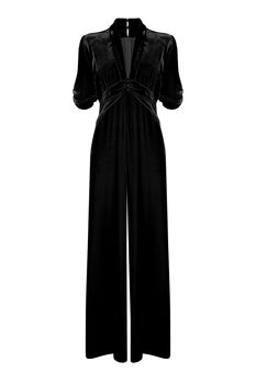 Timeless Silk Velvet Jumpsuit In Black, 2 of 3