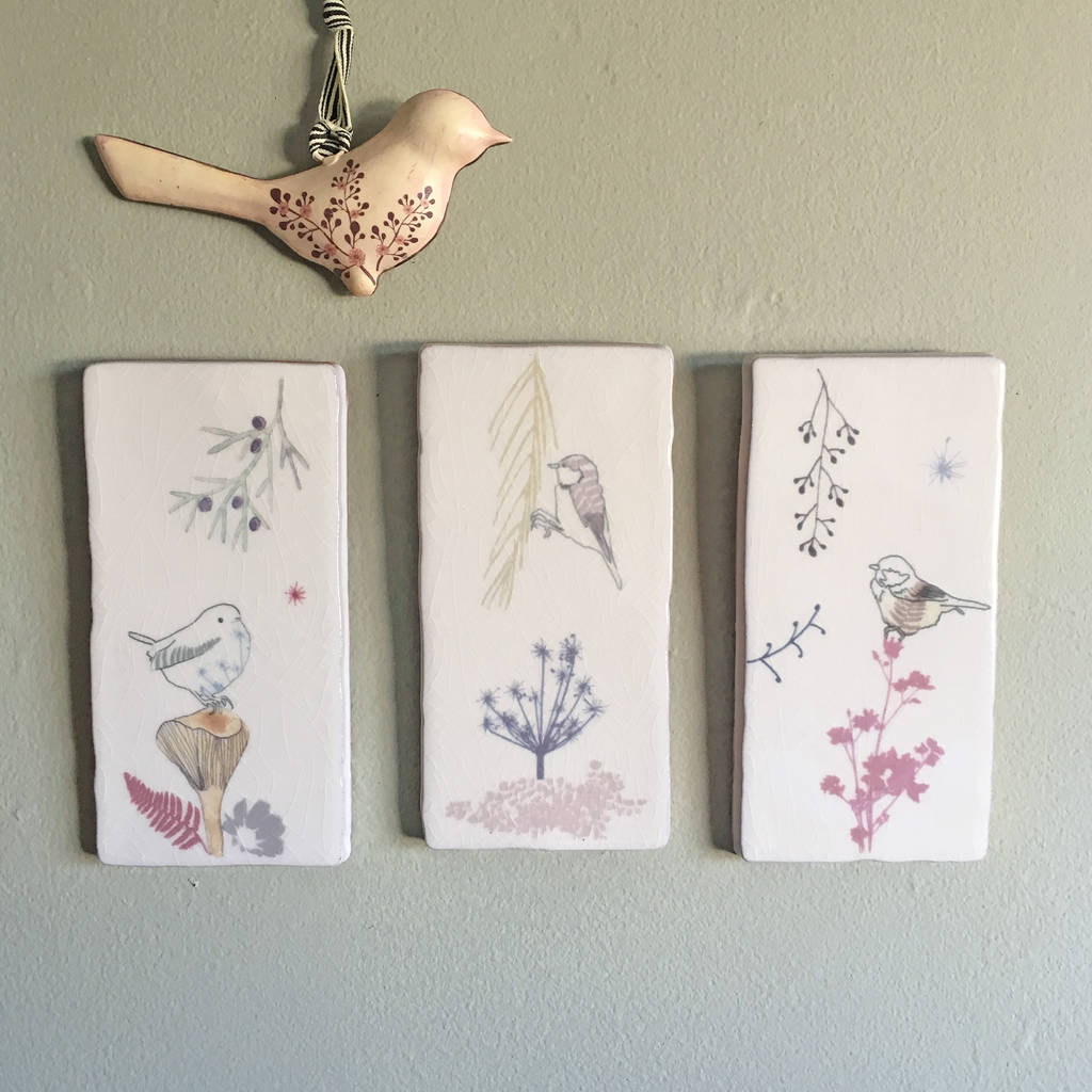 Cow Parsley Design Ceramic Tile Wall Art By littlebirdydesigns