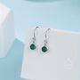 Tiny Emerald Green Cz Drop Earrings In Sterling Silver, thumbnail 2 of 9