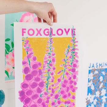 Foxglove Flower Risograph Print, 3 of 4