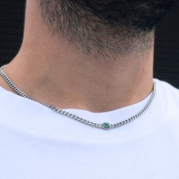 Mens Silver Ruby Red Gemstone Chain Necklace, 6 of 11