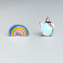 Sterling Silver Unicorn And Rainbow Stud Earrings, thumbnail 2 of 5