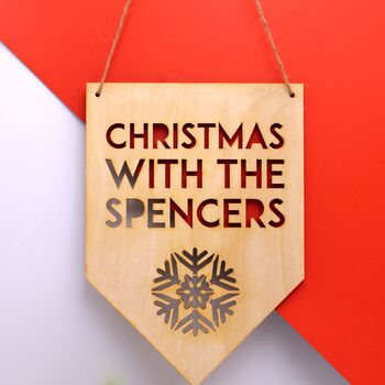 Personalised Christmas Hanging Wooden Sign, 2 of 4