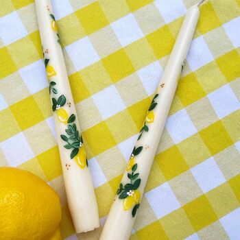 Hand Painted Limoncello Tapered Candles, 4 of 6