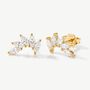 18k Gold Or Silver Curved Cluster Stud Earrings, thumbnail 2 of 6