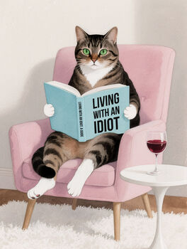 Your Own Cat Reading Book Wall Art Print | Customise Colours And Book Title, 7 of 8