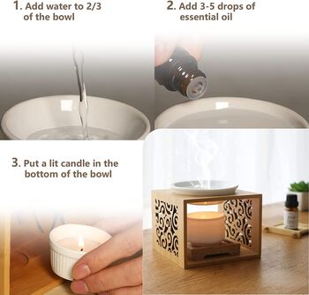 Clouds Carved Wooden Oil Wax Melt Burner, 6 of 8
