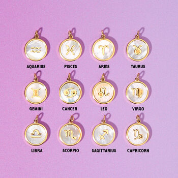 Gold Plated Mother Of Pearl Zodiac Necklace, 7 of 10