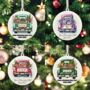Personalised Christmas Vintage Truck Hanging Bauble Decoration, thumbnail 1 of 10