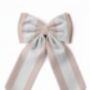 Sustainable Lrg Linen Stripe Bow Hanging Christmas Decoration, thumbnail 6 of 10
