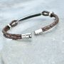 Personalised Men's Leather Slim Bar Bracelet, thumbnail 6 of 10