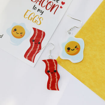 You Are The Bacon To My Eggs Valentine's Earrings, 11 of 12
