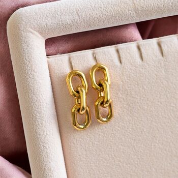 Gold Plated Chunky Chain Drop Earrings, 4 of 5