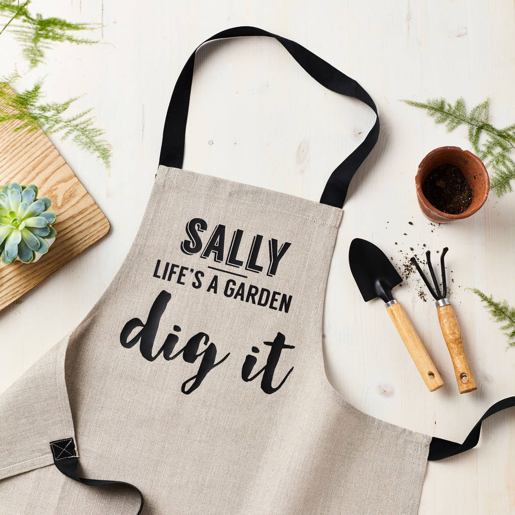 Personalised Dig It Linen Gardening Apron By Tillie Mint Loves