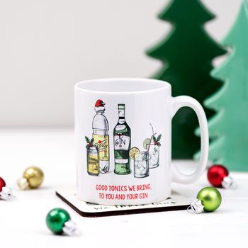'Good Tonics We Bring' Gin Christmas Mug, 2 of 2