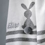 Personalised Bunny Striped Blanket White And Grey, thumbnail 4 of 10