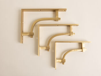 Satin Brass Industrial Style Solid Brass Shelf Brackets, 4 of 8