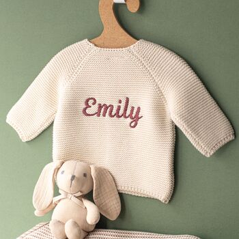 Luxury Knitted Personalised Embroidered Baby Cardigan, 10 of 12