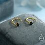Sterling Silver Genuine Black Onyx Huggie Hoop Earrings, thumbnail 7 of 12