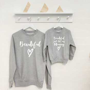 'Beautiful' Mother And Daughter Matching Sweatshirt Set, 2 of 5