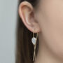 Moonstone Fish Hook Rose/Gold Plated Silver Earrings, thumbnail 3 of 7