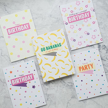 Pack Of Five Birthday Cards, 6 of 8