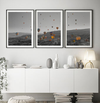 Set Of Three Hot Air Balloon Landscape Prints, 2 of 7