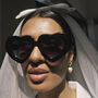 Black Chunky Oversized Heart Sunglasses, thumbnail 2 of 7