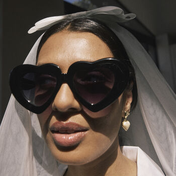 Black Chunky Oversized Heart Sunglasses, 2 of 7