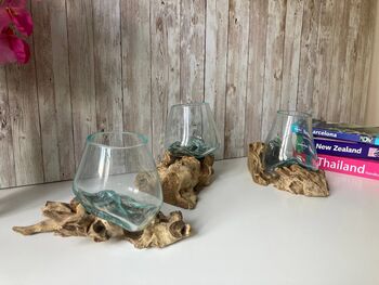 Molten Glass Driftwood Wood Fruit Nuts Bowl Pot Pourri Gift 10cm, 2 of 5