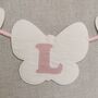 Bunting Blush Pink And White Butterfly Baby Banner, thumbnail 4 of 11