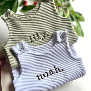 Personalised Baby Dungarees – Embroidered Baby Romper Gift For Newborn, Boy Or Girl, 3 of 13