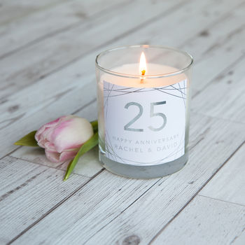 25th Wedding Anniversary Personalised Candle Gift, 3 of 4