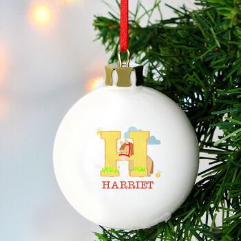 Christmas Animal Initial Personalised Hanging Bauble, 3 of 5